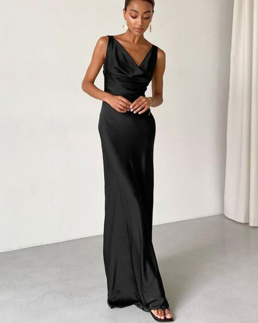 BLACK SATIN DRESS